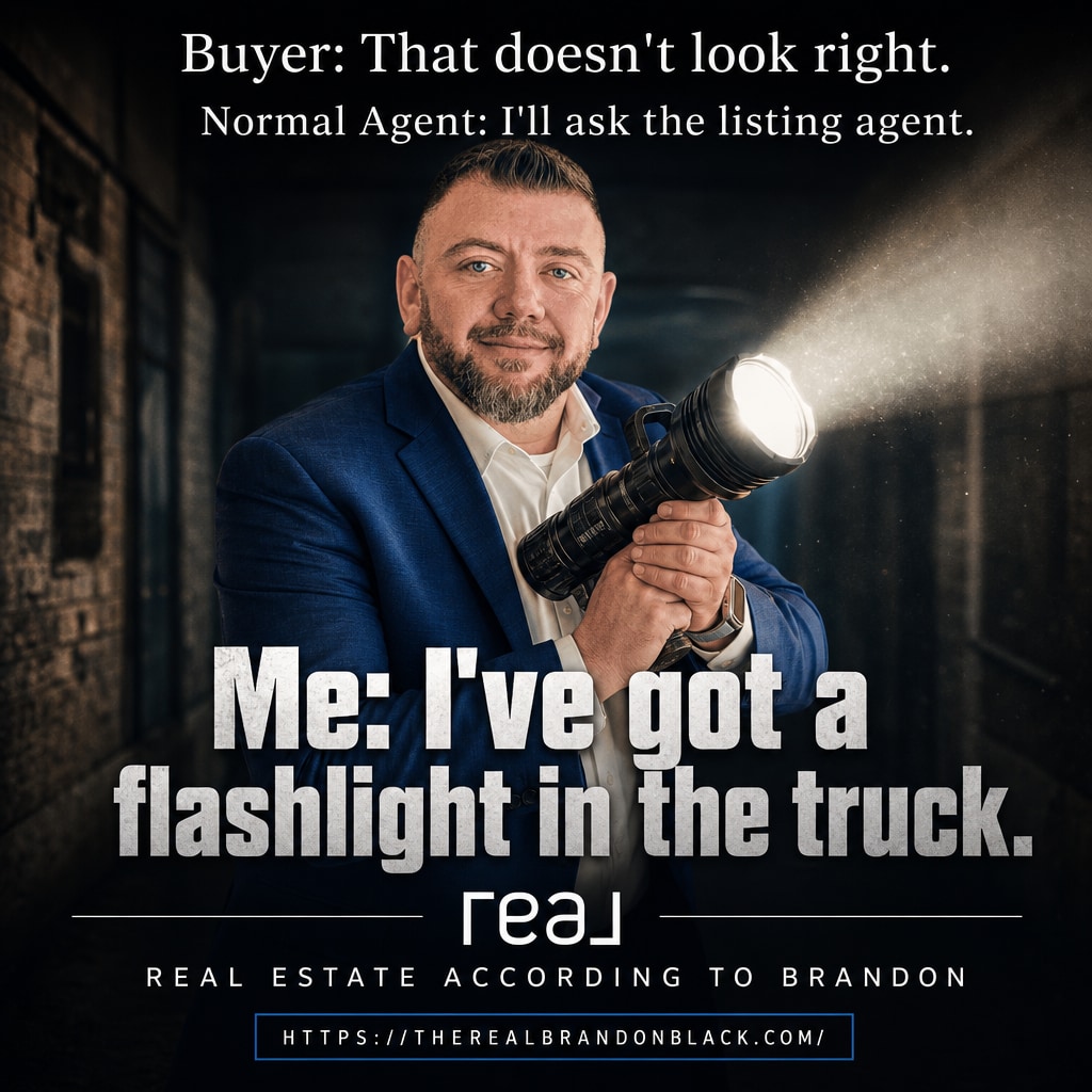 BBlackRealtor's tweet photo. Normal agent: “I’ll ask the listing agent.”

Me: Already holding the tactical flashlight and halfway into the crawlspace.

Never buy a home without someone willing to inspect the dark corners. https://t.co/cMXVVVO5VS