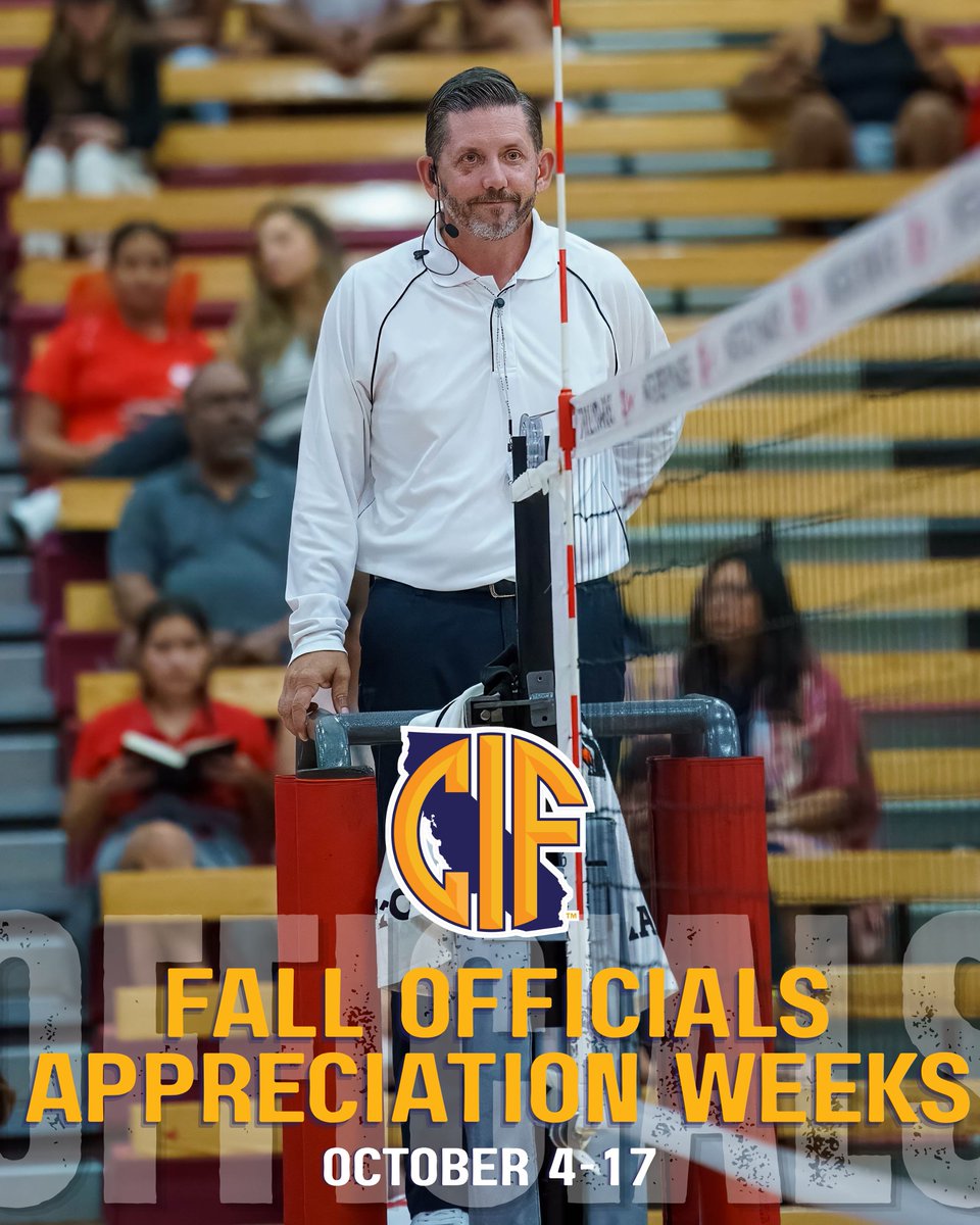 CIFState's tweet photo. 🍁 Closing out Fall Officials Appreciation Week(s) with a huge THANK YOU to every official who gives their time, energy, and commitment to high school sports. Your impact is felt all season long!

 #ThankYouOfficials #FallOfficialsAppreciation https://t.co/xp53V71sTZ
