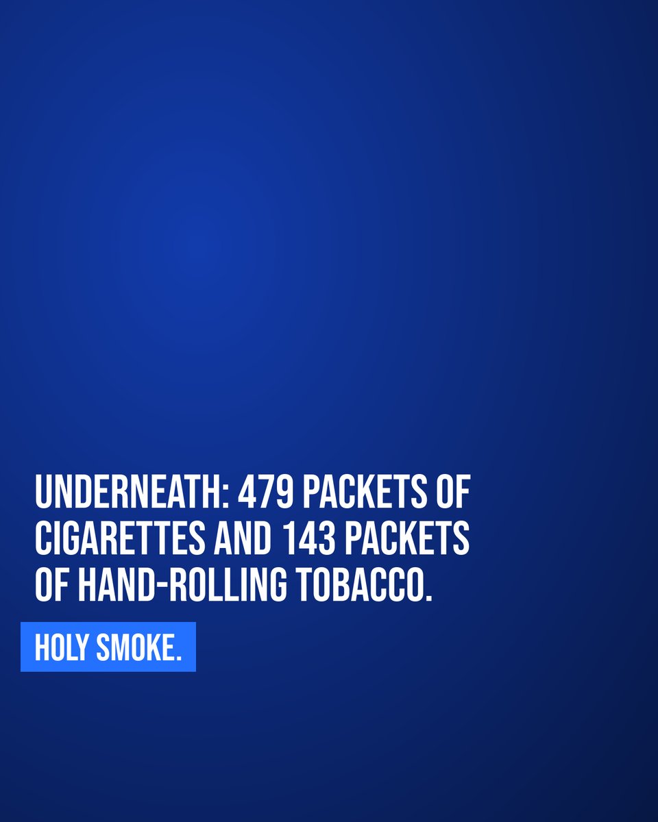 UKCopHumour's tweet photo. 𝗥𝗮𝗶𝗱𝗲𝗿𝘀 𝗢𝗳 𝗧𝗵𝗲 𝗟𝗼𝘀𝘁 𝗡𝗮𝗿𝗰
Press a fob hidden in a sponge and up rises a secret shelf. Underneath: 479 packets of ciggies. Holy smoke, Barnoldswick. 🧽
Three-month closure order. That stash has gone up in smoke.
[Credit: @lancspolice] https://t.co/YOhP4XOEYG