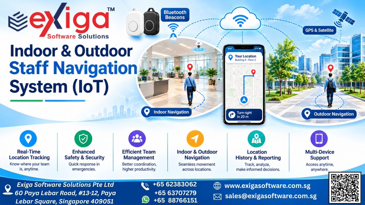 ExigaSoftware's tweet photo. "Smarter Staff Navigation with IoT"

Navigate indoor and outdoor spaces smarter! Support staff coordination and efficient workforce management with an IoT-based navigation solution from Exiga Software Solutions. 
📞 +65 6238 3062
 🌐https://t.co/0DuZCkZ4jg https://t.co/nI7yhxkchJ
