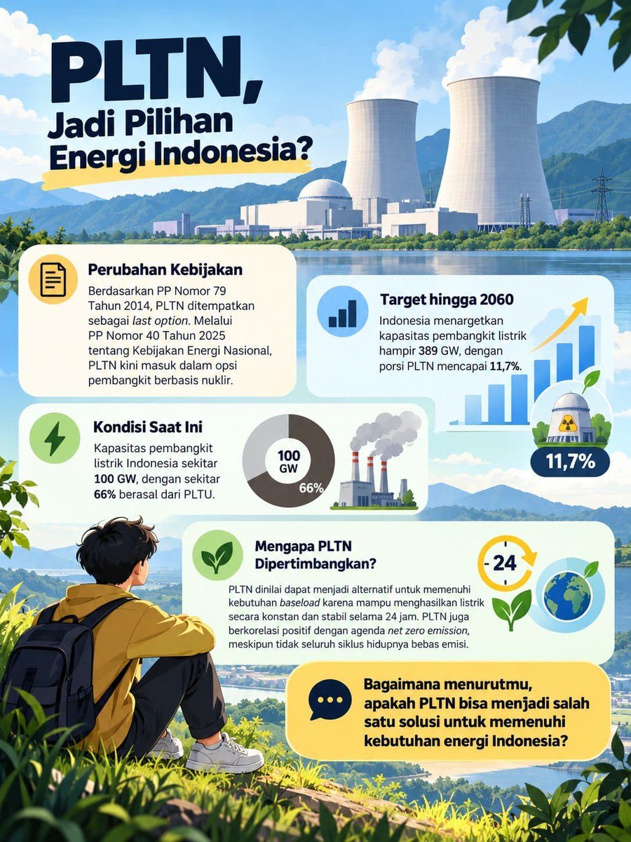adena_fey's tweet photo. PLTN itu jawaban untuk dua kebutuhan sekaligus. Pasokan listrik nambah tapi emisi nggak ikut nambah. Satu solusi untuk listrik yang aman dan udara yang tetap bersih.
#InovasiEnergi #EconomicFrontline #EnergiBersih #EnergiRamahLingkungan #TransformasiEnergi #MasaDepanEnergi https://t.co/UPVu0Ej8wu