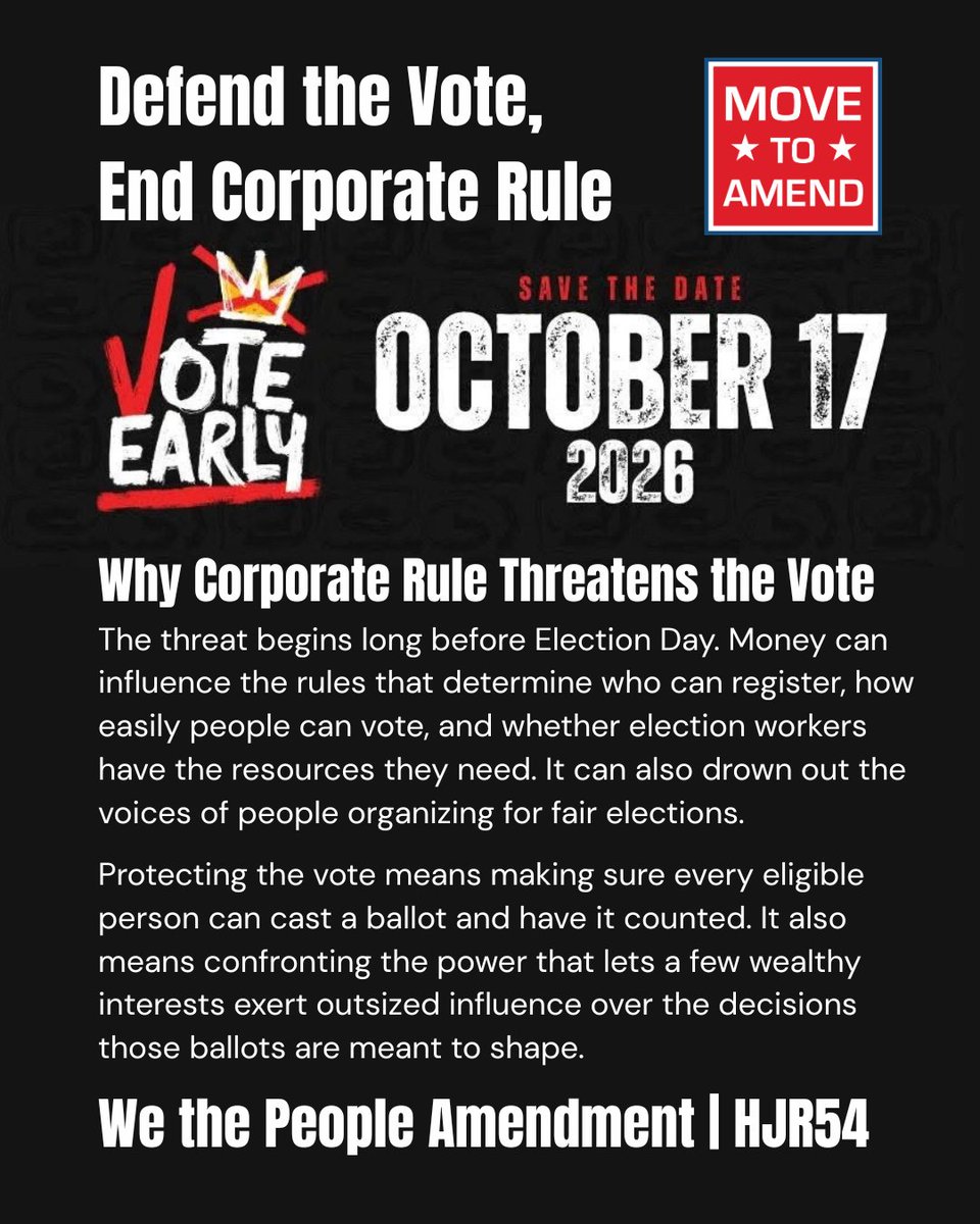MoveToAmend's tweet photo. LIVESTREAM- Today! 
No Kings: Vote Early is the next step of reclaiming our power after a year of mass mobilizations.
Tune in to the live coverage 
https://t.co/pqCRKvSj5h https://t.co/jJps72vzxS