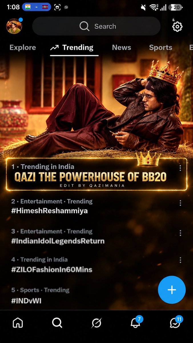 qaziofficialfc's tweet photo. TRENDING AT NO. 1 IN INDIA!  This is the power of genuine public love, not PR-driven hype. When hearts connect, no artificial boost is needed. QAZI’S CRAZE IS REAL! 

#QaziTouqeer #BiggBoss20 #QaziKeRockstars

QAZI THE POWERHOUSE OF BB20 https://t.co/USb8NnquzG