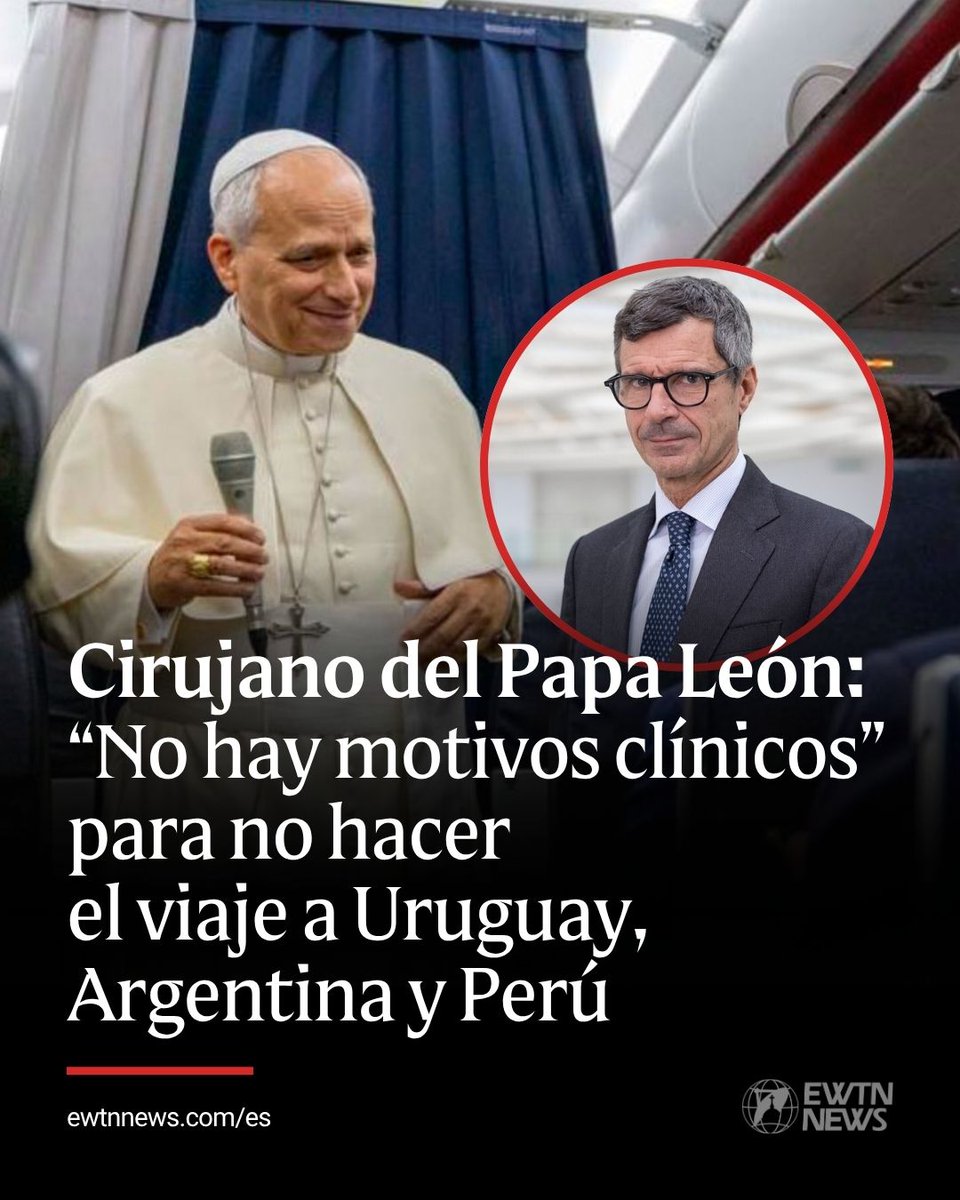 aciprensa's tweet photo. El cirujano Stefano Margaritora afirmó que no hay motivos clínicos que impidan el viaje del Papa León XIV a Uruguay, Argentina y Perú, del 6 al 17 de noviembre. Tras la operación del 13 de octubre, estimó que el Pontífice podría estar plenamente recuperado en diez días, antes de viajar a Sudamérica.

Al recibir el alta, el Papa mostró análisis de sangre normales, una función cardíaca en orden y una reexpansión pulmonar dentro de los plazos previstos. El tumor maligno se detectó por casualidad en pruebas del abdomen. La cirugía consistió en extirpar el lóbulo inferior del pulmón derecho afectado.

Margaritora calificó la operación de rutinaria para este tipo de tumores y destacó la implicación del Papa en su recuperación. Aseguró que se entregó en cuerpo y alma al proceso. La voluntad de mejorar pronto permitió que la atención requerida fuera mínima. El médico elogió su actitud en el proceso.

Más información:
👉 https://t.co/mhowh2kUwn