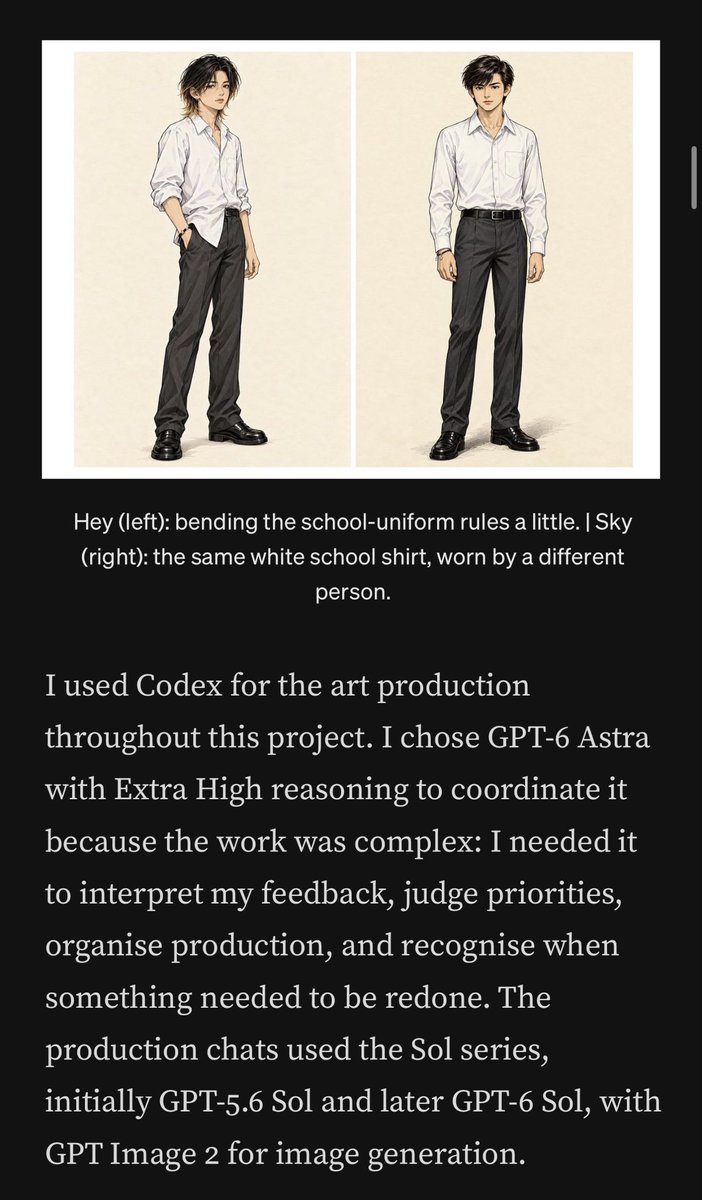 nullinbetween's tweet photo. After several rounds of character design, I’ve written up the approach that’s been working best for me so far.

This time, I wanted to see how Astra 6 would coordinate the art process compared with Sol.

Full write-up on Medium:

https://t.co/9StfSwF8NR

#openai #codex #indiegame https://t.co/VmPcLaaOay