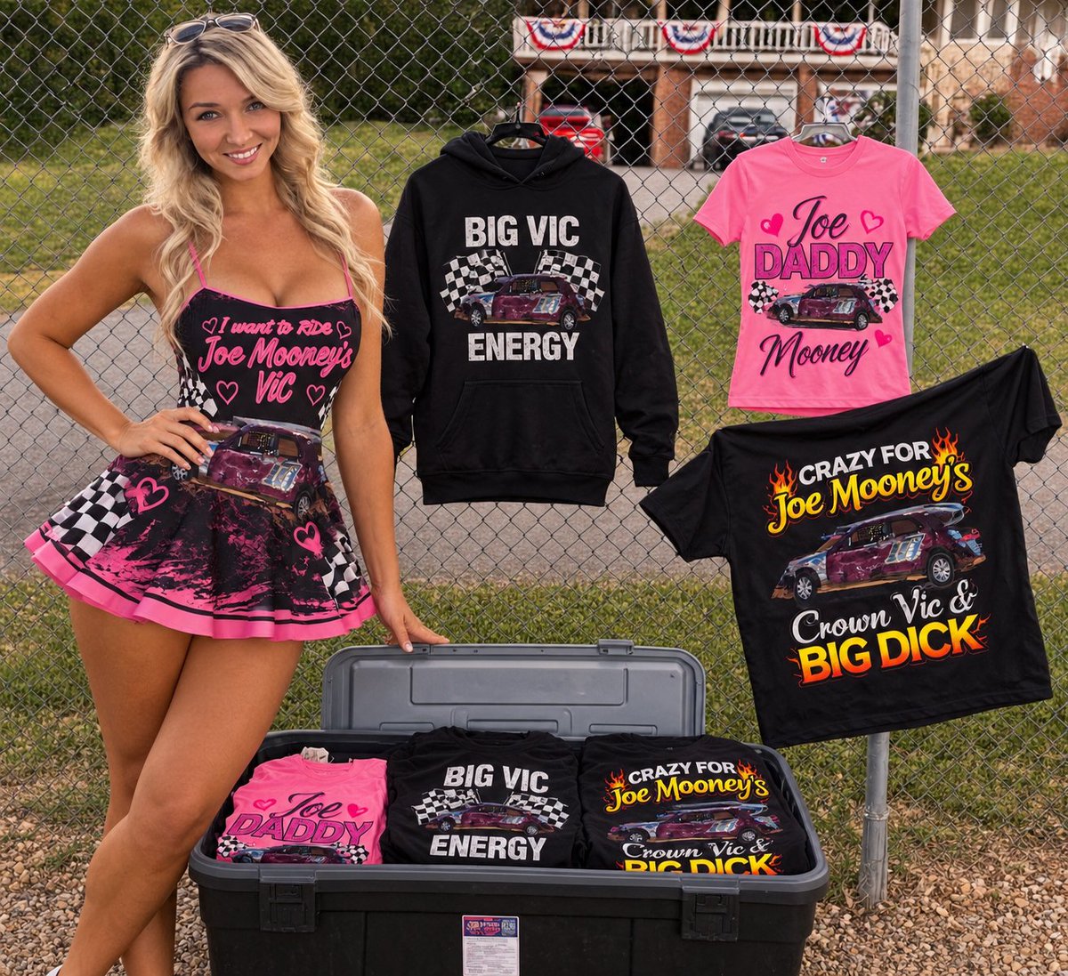 JMCrownVic's tweet photo. All set up here in T-shirt alley! Can anyone watch the merch stand while I get a shorty's lemonade? https://t.co/8E2O58APv6