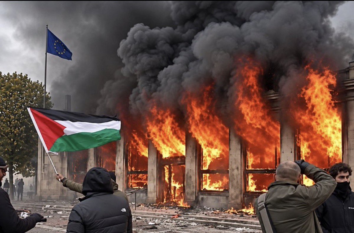 BGatesIsaPyscho's tweet photo. So right now France, Belgium, Italy, Spain, Holland even Albania are witnessing Societal Collapse on the Streets as they quickly go bankrupt.

And British Politicians want to drag the UK back into the EU - This is the EU now https://t.co/uMwzDsiBUi