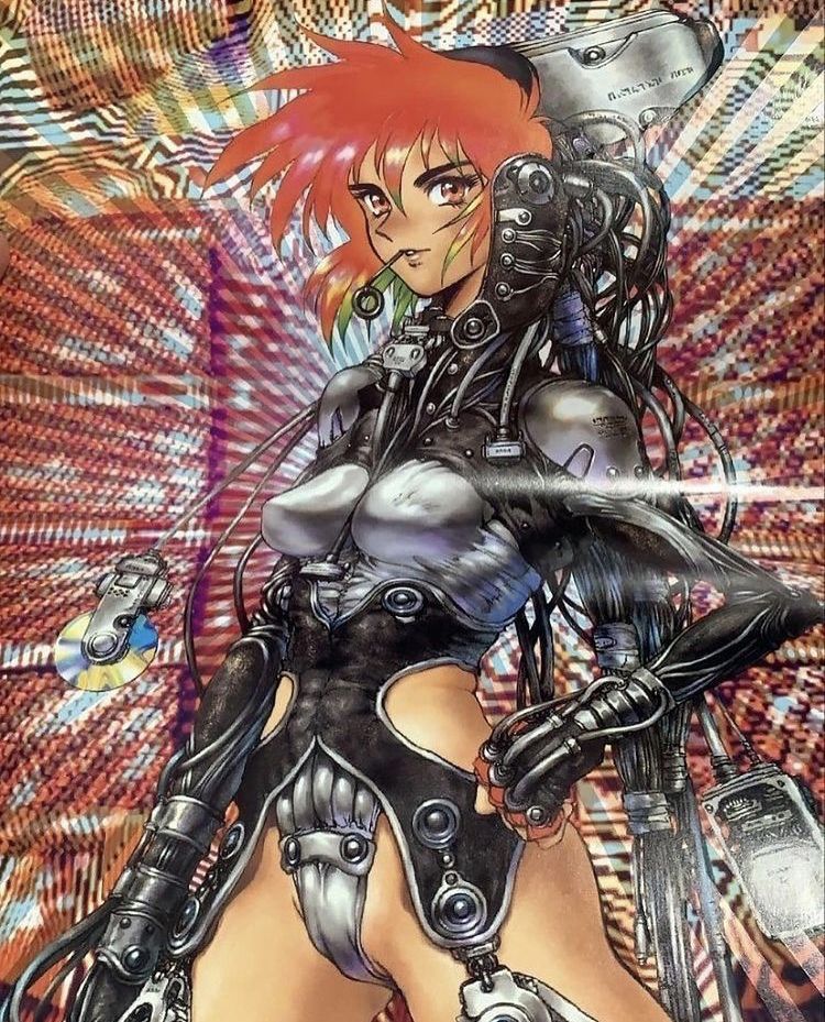 90sPiictures's tweet photo. This classic Ghost in the Shell art by Masamune Shirow is so cool https://t.co/4RqUTFQdHf