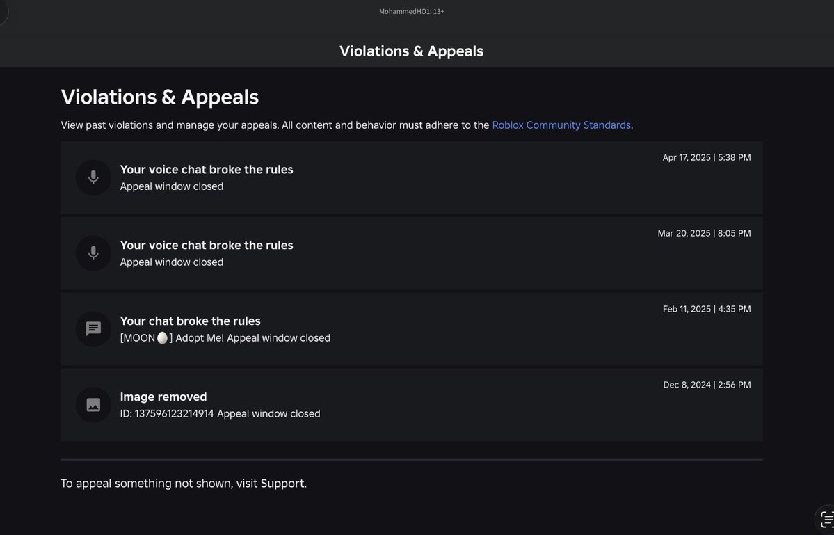 Prixle02's tweet photo. For more proof, here are the violations and appeals page before the asset was approved and after the asset was approved, to show that the violation was in fact removed.

FYI: The violation was recorded on July 1st, but the ban was received on June 30th. It is NOT a contradiction. https://t.co/SP8sbkMxdU