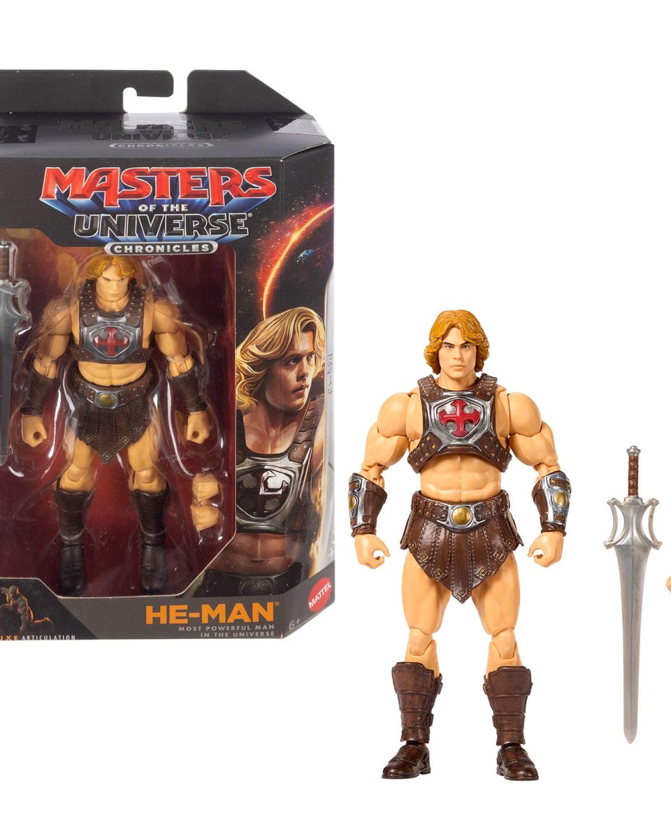 hemanorg's tweet photo. The second Chronicles He-Man has its own product code, so it was never a running change. Mattel's photos are up at Walmart at $29.95. The original is still the one you can order, $26.99 at BBTS.

https://t.co/b2P84nHbhz https://t.co/4G578Y6LSf