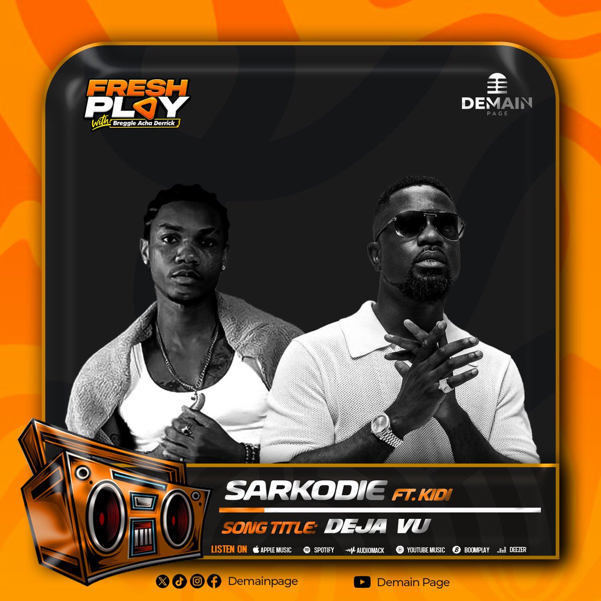 Breggle's tweet photo. Fresh music , Fresh play. 
@sarkodie ft @KiDiMusic Deja Vu🎵🔥
#newmusic https://t.co/yk1YC4RNLK