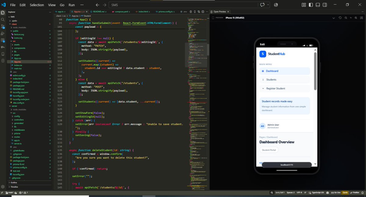 BoluwatifeAMW's tweet photo. Built StudentHub, a Student Management System, as part of my full-stack dev internship.
Building the backend from scratch and implementing CRUD operations pushed me beyond my comfort zone.
Still building. Still learning. 🚀
#BuildInPublic #FullStackDev #WebDev #100DaysOfCode https://t.co/XfkHhRW3nu