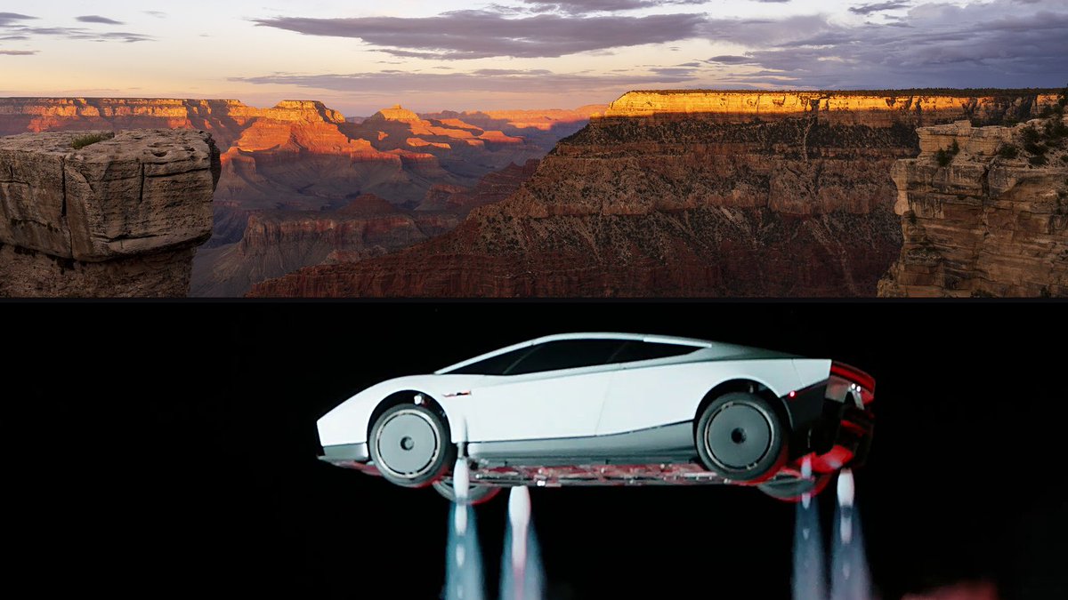 XFreeze's tweet photo. Elon Musk just gave a huge update on the next Tesla Roadster demos

Future Roadster demos will include flying over the Snake River or maybe the Grand Canyon, then landing on its wheels

And exceeding half the speed of sound

The Snake River Canyon is where Evel Knievel attempted his famous rocket jump in 1974. His parachute deployed too early, and he drifted back down into the canyon without making it across

Now a Tesla Roadster is set to fly over it and land on its wheels like a normal car

At the unveiling, the Roadster already flew on cold-gas thrusters, did a full barrel roll in mid-air, and kickflipped over a Tesla Semi

Elon also said the Roadster will be able to perform these tricks autonomously, and that Tesla is building a wild looping track at its Texas HQ, crazier even than Hot Wheels, where owners can test their Roadsters

Turns out the future does have flying cars