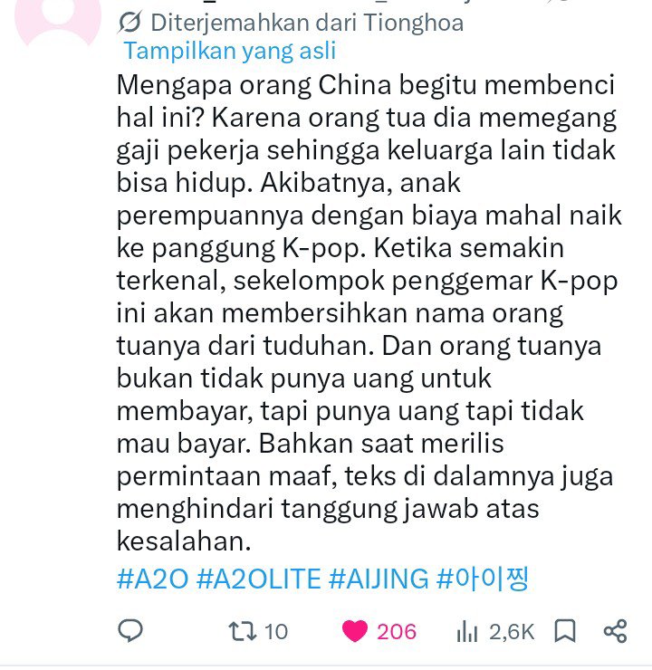 clarinneryorecz's tweet photo. @lovaijing2 ORANG CHINA DI BENCI YH
DIA AJA DI BAIKOT LOL DI CHINA 
CHINA TERHADAP KORUPSI ITU GA MAIN MAIN , BUAT NARASI SENDIRI 🤣🤣 https://t.co/81rAqur6fI