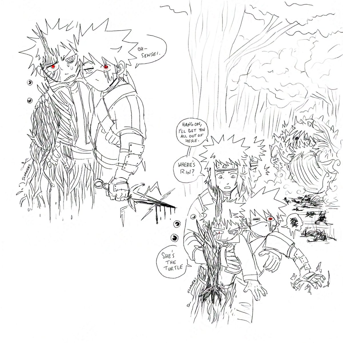 sloanersloane's tweet photo. minato, somehow, will have a strange inkling in the back of his mind that this was one of the better outcomes | dimensional collapse AU https://t.co/rBZWzR6u0s