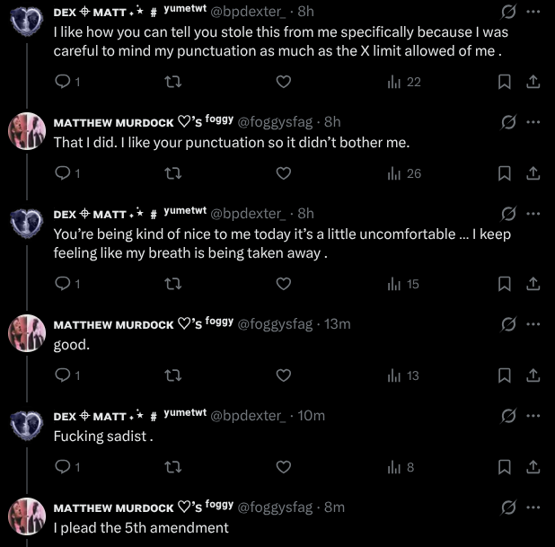 wadellson's tweet photo. is he using foggy to cope with his homosexuality for dexy or am I going coo coo https://t.co/CECJdBzFtg