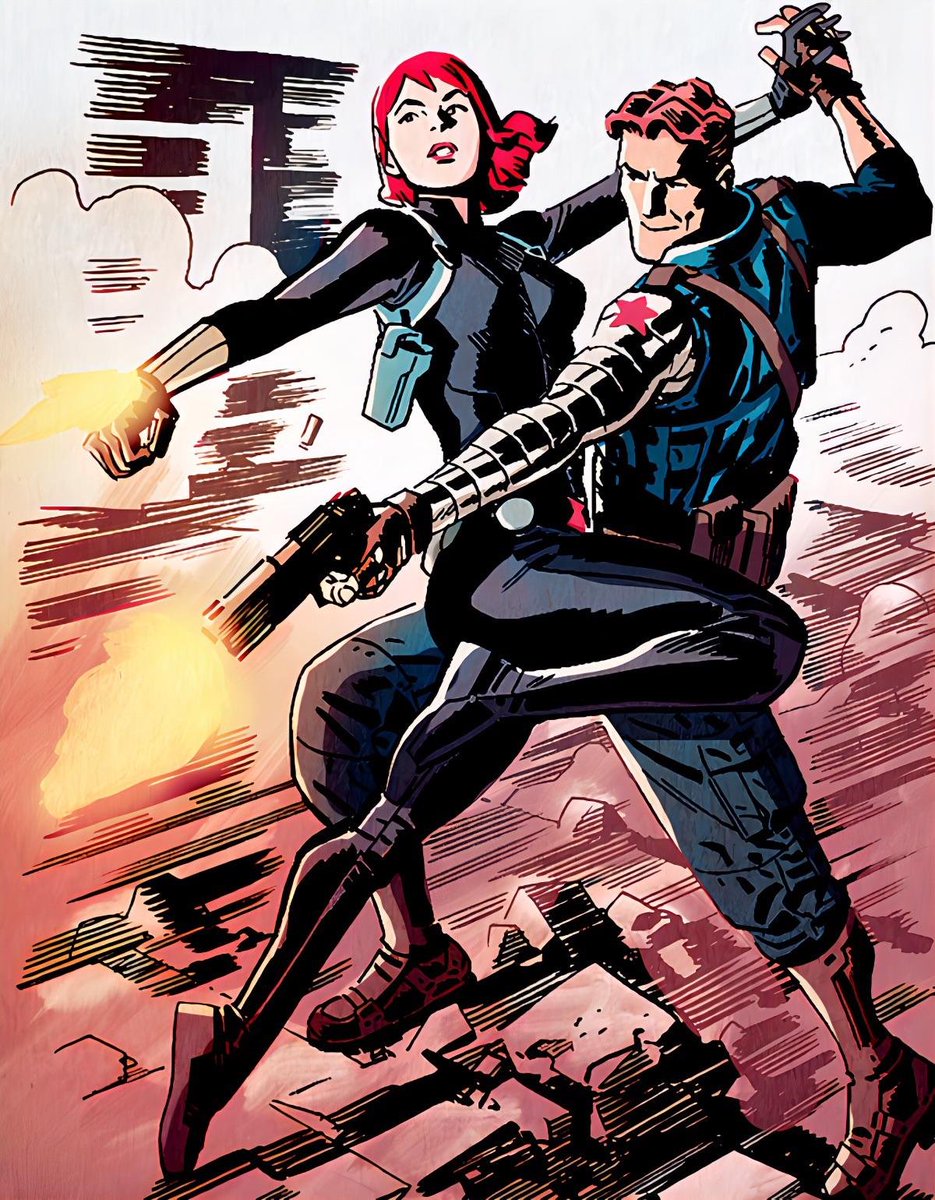 WingsOfFrdm's tweet photo. Natasha and Bucky by Chris Samnee https://t.co/oikAm936zs