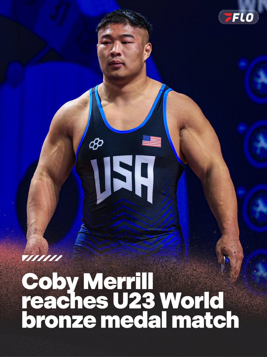 FloWrestling's tweet photo. Iowa State freshman Coby Merrill wins his repechage bout at #U23Worlds and will compete for bronze tonight against Milan Gellen of Hungary. 

Watch all the action LIVE on FloWrestling! https://t.co/Fil0OGoGNV