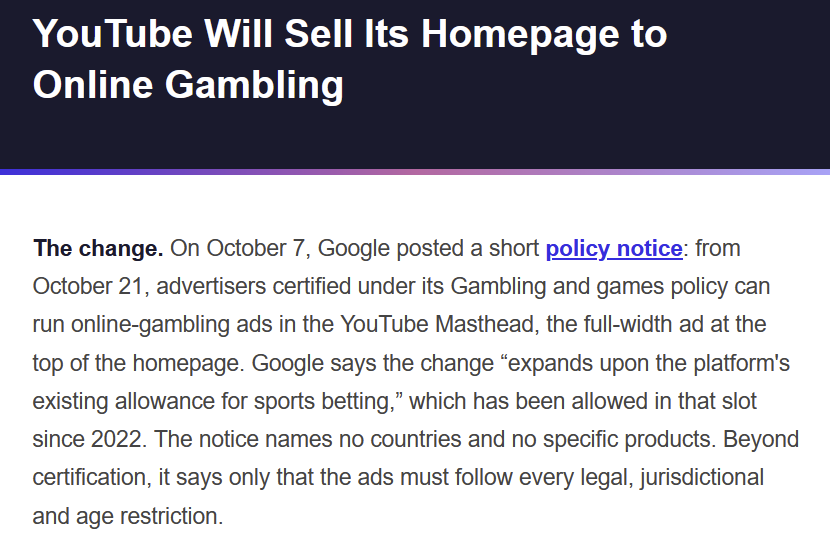 DeepHumor's tweet photo. Gambling ads on YouTube are about to get a whole lot worse. https://t.co/rqG7Q7McU7