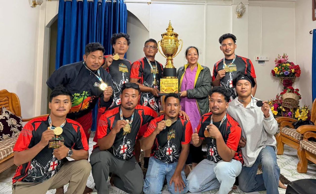 DCKP2024's tweet photo. Keyi Panyor won the overall team championship at the Seva Sankalp Utsav 2026 state-level finale in Itanagar on 17 October. The district also won the men's tug-of-war. #KeyiPanyor #SevaSankalpUtsav https://t.co/DZIzL4YnZB
