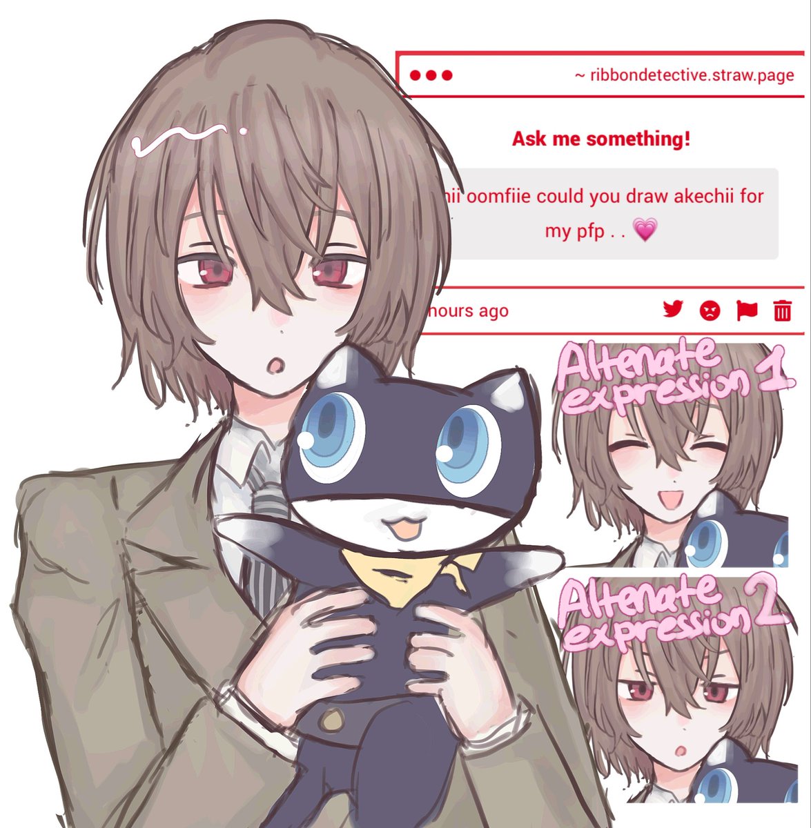 fraisecrow's tweet photo. IM UNDER SM PRESSURE DOES THIS WORK 😭😭 Idk what kind of pfp u want so i js drew front profile and i also didnt know what expression u want so i drew 3.. gulp… ..moekechi… https://t.co/npTOHKmpaJ