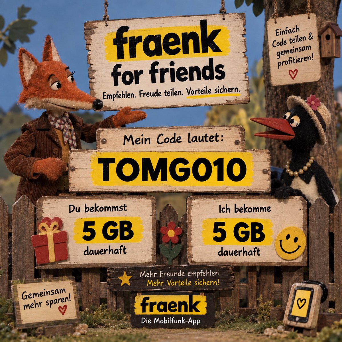 tom_der_hammer's tweet photo. Empfehlen empfohlen! Mit meinem Code bekommst du +5 GB mehr pro Monat bei fraenk. Hol dir die App und entdecke wie Mobilfunk von morgen funktioniert: TOMGO10 https://t.co/QAAP6Eu1JB #fraenk #fraenkforfriends https://t.co/aG7JpX1OoK