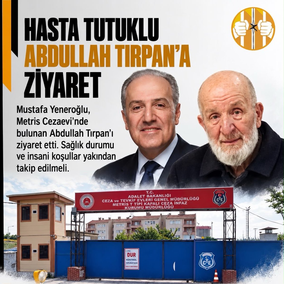 Amandalxep's tweet photo. Bir toplumun gelişmişliği, cezaevlerindeki hasta ve yaşlı insanlara muamelesiyle ölçülür. 73 yaşında, temel ihtiyaçlarını karşılayamayacak durumda olan #AbdullahTırpan için vicdanların sesine kulak verilmelidir. https://t.co/rj4SkMp9or