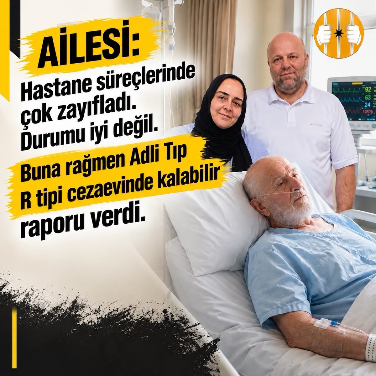 Amandalxep's tweet photo. Sağlık raporları ve ilerleyen yaşı göz önüne alındığında, #AbdullahTırpan'ın cezaevinde tutulmaya devam etmesi hayati risk taşımaktadır. Geç olmadan adil ve insani kararlar alınmalıdır! https://t.co/TS3cHoy9dN