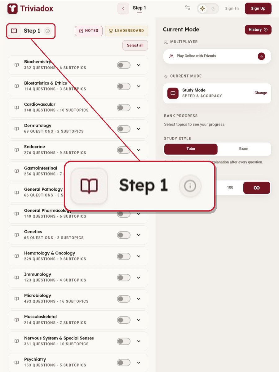 bythenameofm7md's tweet photo. طب وللمعادلة؟ Step 1 Q Bank😼

حوالي 3800 سؤال High-yield
الVignettes قصيرة (50–60 كلمة)
فيه Tutor وExam mode
وGame mode تذاكر أونلاين مع صاحبك
وحرفيا ببلاش 100% وبدون Signup

مش بديل لمصادرك المعتادة، بس للتسلية وحل أسئلة سريعة زي في المواصلات🫡
Low effort revision? Triviadox 😘 https://t.co/KaXtrzhBl7
