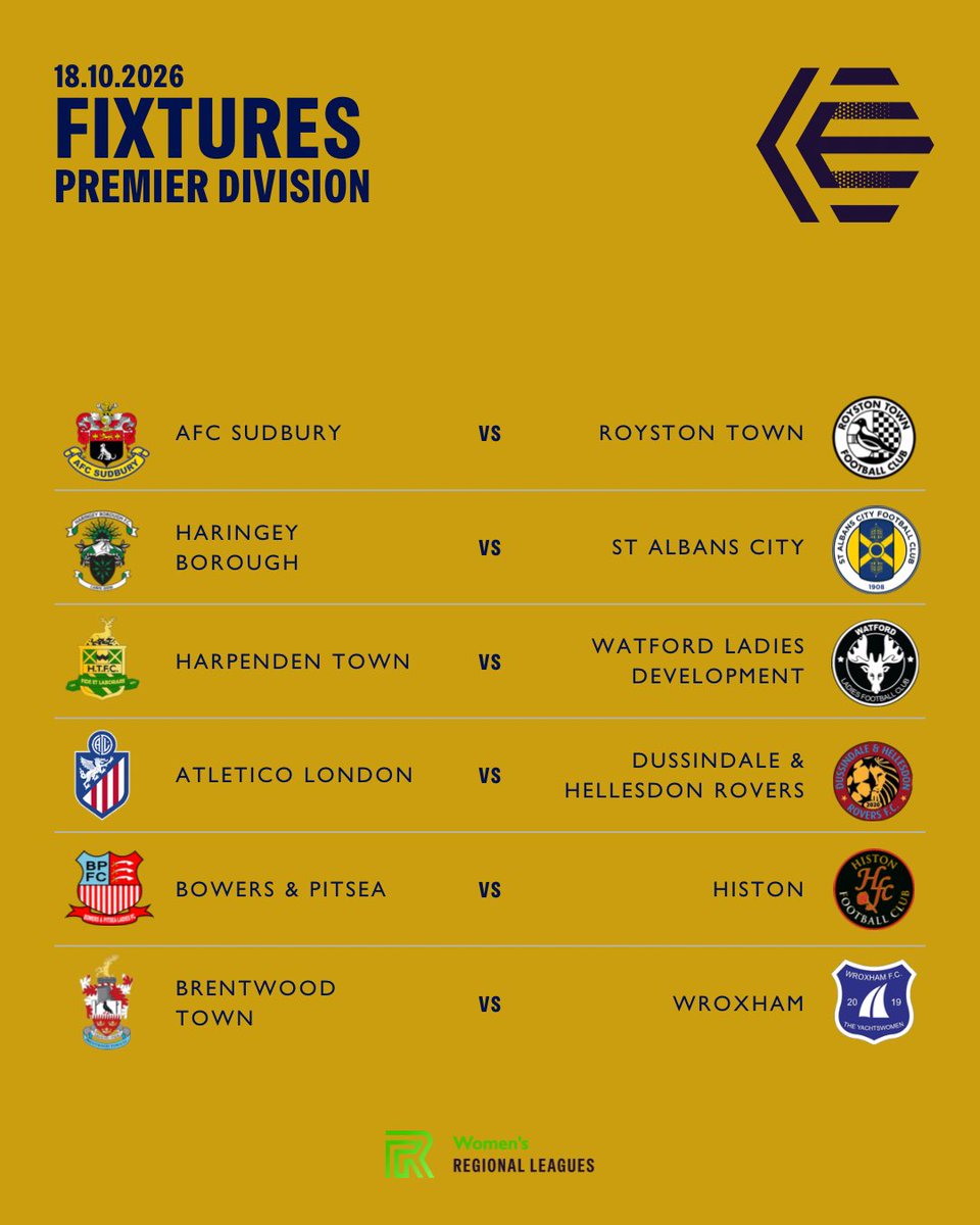 ERWFLe's tweet photo. This weekend’s league fixtures are here! 

#womensfootball #RegionalLeagues https://t.co/4PwzRKBKok
