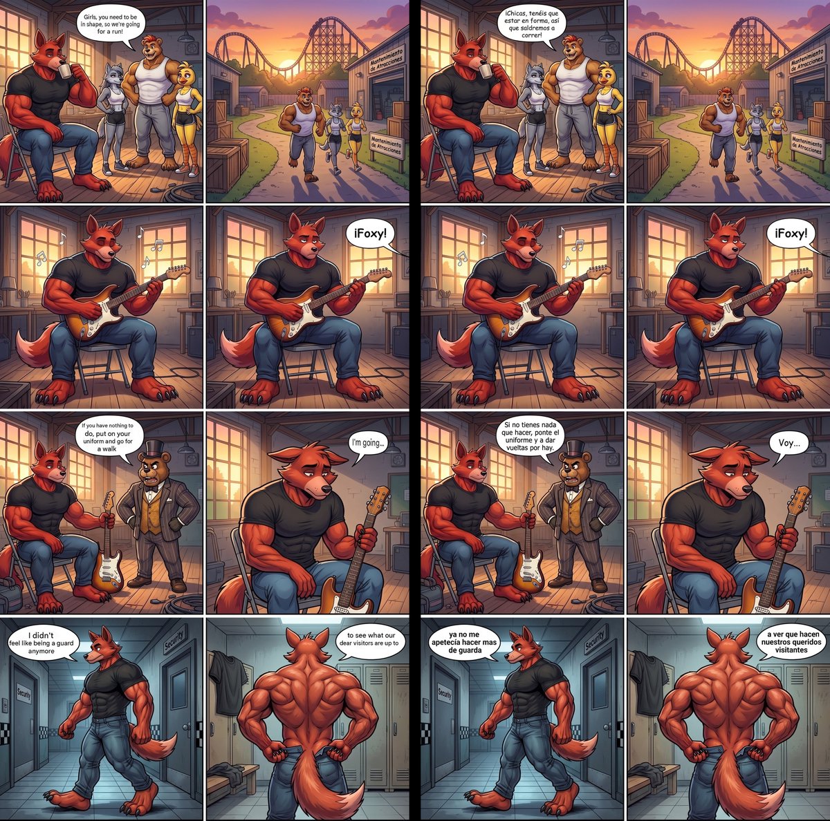 wargumon's tweet photo. Foxy's New Life, Part 65, Please comment I’m really interested to hear what you think of my comic and to answer any questions. Even though the illustrations are AI, the script and dialogue are mine. #Foxy #FNAF #webcomic #mature #IAassist #originalscript #IAassist #originalscript https://t.co/U3kVY63d8t