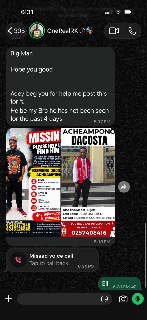 iamMrMarfo1's tweet photo. My friend’s brother has been missing for 4 days. Please help reshare so we can find him. 🙏🏽💔 https://t.co/qtfMsrd6q3