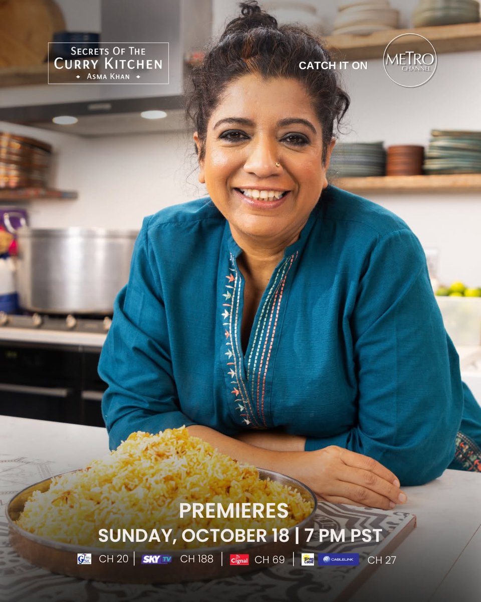 PaPiPh50823's tweet photo. Chef Asma Khan opens the doors to her celebrated London restaurant, revealing the techniques, spices, and culinary traditions behind India’s most irresistible flavours.
#SecretsOfTheCurryKitchen premieres this Sunday, October 18, 7 PM PST, only on Metro Channel! https://t.co/gom2tzaIZx