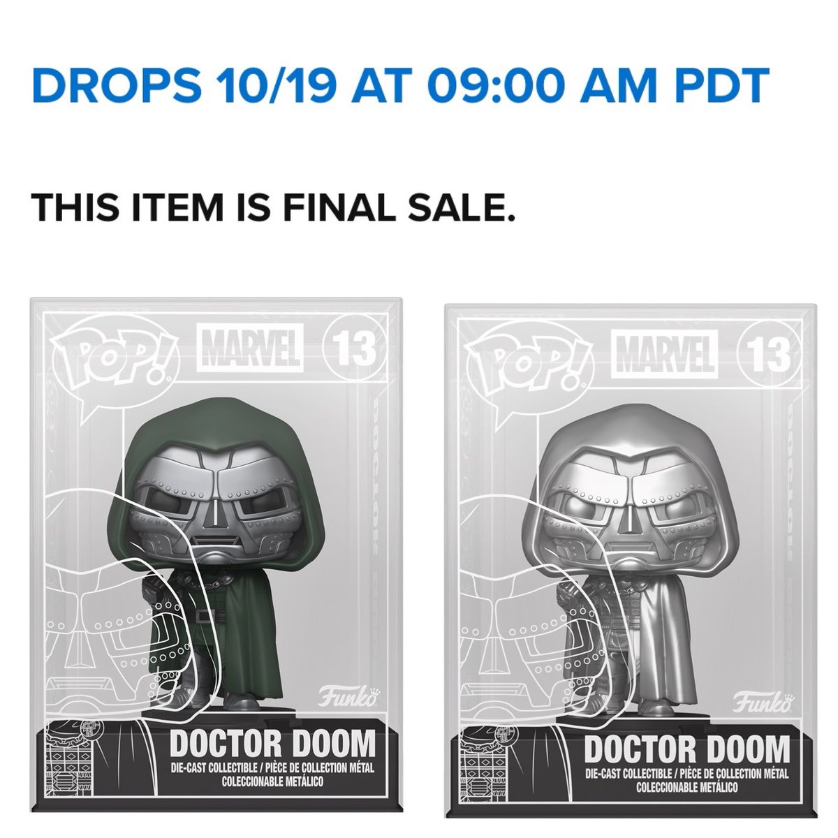 DisTrackers's tweet photo. Funko exclusive Doctor Doom Die Cast drops on Monday!
.
https://t.co/M8MzLzxW81
.
#Ad #Marvel #DoctorDoom #Funko #FunkoPop https://t.co/AzLB9Vuy1R