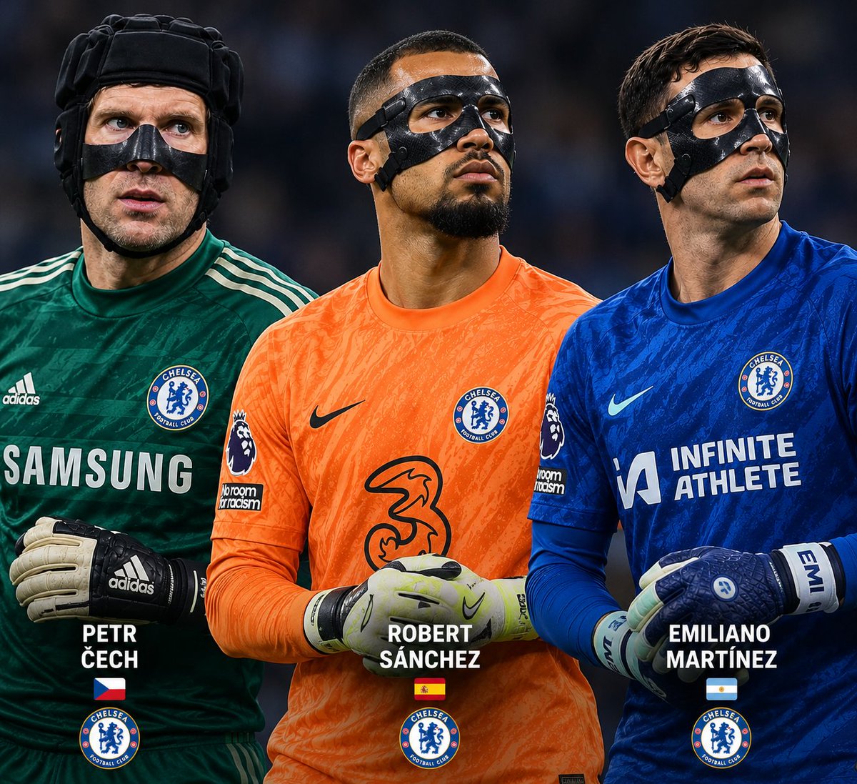 OlaCOYG's tweet photo. What is it with Chelsea goalkeepers and protective face masks? 😂 https://t.co/EgiwNLj7pO