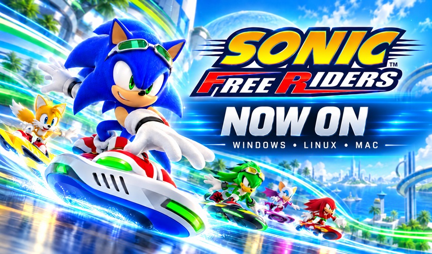 AmigamagazineGA's tweet photo. Sonic Free Riders no longer needs Kinect. Free Riders Recompiled brings Sega's Xbox 360 hoverboard racer to Windows and Linux, with experimental support for Apple Silicon Macs. Grab a controller and race. #SonicFreeRiders #RetroGaming  https://t.co/yGtQ68owsr https://t.co/GJSsOUunhA