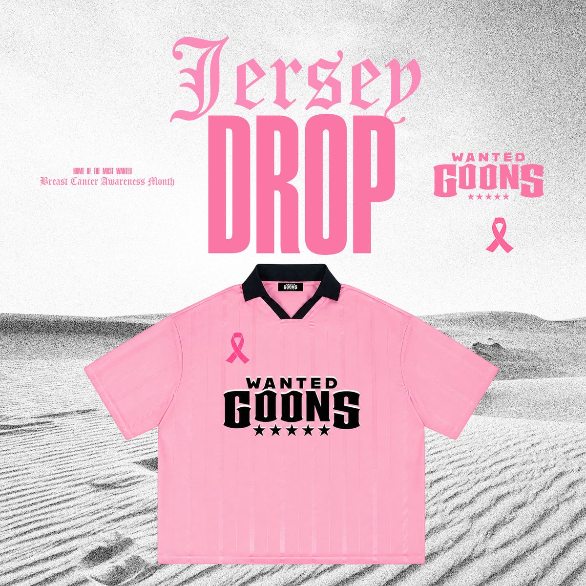 WantedGoons's tweet photo. NEW DROP🩷 
The Most Wanted wear pink.

Rep Wanted Goons with a purpose in our Breast Cancer Awareness Jersey. Bringing a pink twist to our outlaw identity, this jersey honors those fighting breast cancer, celebrates survivors, and remembers those we’ve lost.

100% of proceeds will be donated to funding breast cancer research - shop at the link below!