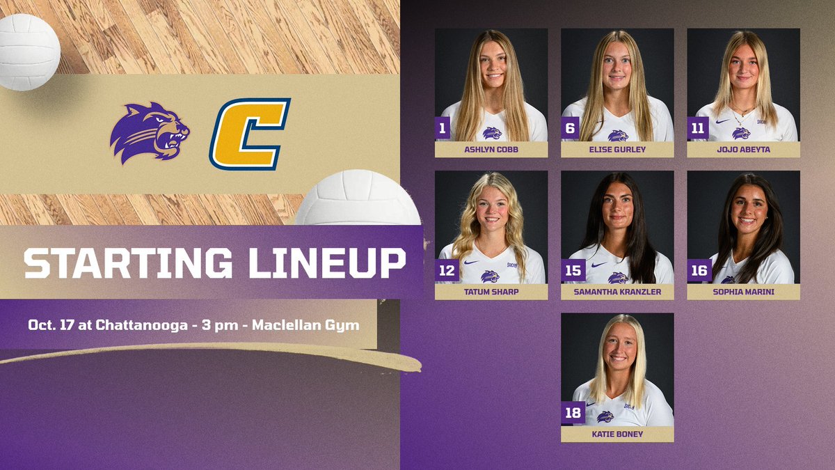 CatamountVB's tweet photo. Closing in on first serve for this afternoon's tilt against the Mocs. Here's how we open the matchup with Chattanooga. #CatamountCountry 

📈https://t.co/s9S2MLcmgz
📺https://t.co/szaDVal81a https://t.co/yxgkqExJzo