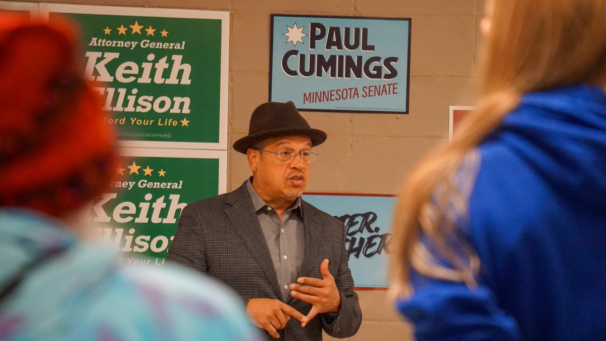 keithellison's tweet photo. Every door we knock, every neighbor we talk to, every conversation we have brings us one step closer to the future we’re fighting for.

The energy is here. The team is ready. Let’s get it done, Minnesota. https://t.co/JmkTHvgALh