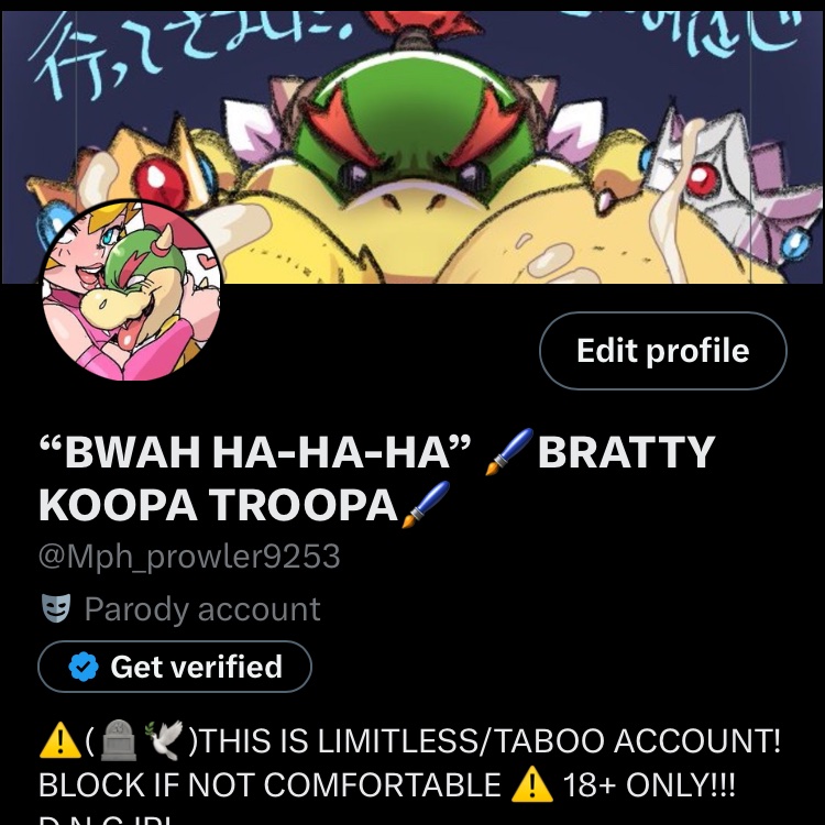 KoopaKxd9395's tweet photo. 🖌️: “BWAH HAHAHA HAAAAA!!! You thought you bastards could get rid of me! I WILL NEVER DIE!!! considering dry bones because I’m here to the ENDDD!!!”

[I am back guys! Please repost this as I try to climb my way back up to the top! I’ll try and be a lot more careful!]

#Taboorp https://t.co/X5YRpbpY99
