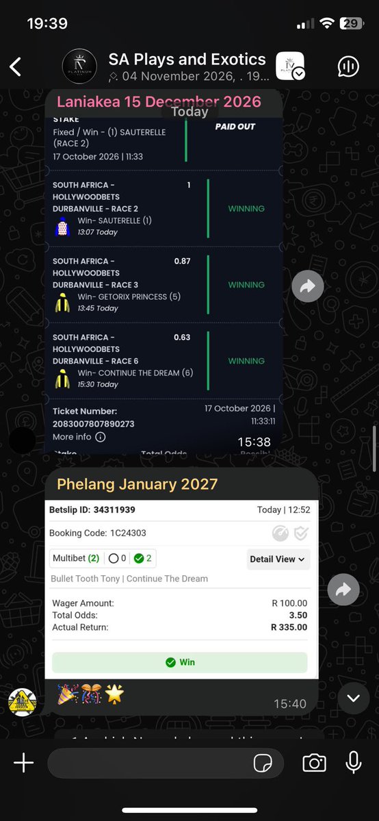 AashishRamnunan's tweet photo. 𝐃𝐮𝐫𝐛𝐚𝐧𝐯𝐢𝐥𝐥𝐞 𝐒𝐚𝐭𝐮𝐫𝐝𝐚𝐲

• Best Double lands ☑️
• Continue The Dream takes a big leap forward in his bid for the Guinea’s ☑️
• Other plays land ☑️

And Ombudsman finally gets the better of Calandagan.

Algoa Cup tomorrow. Don’t miss it. 

https://t.co/CAXSv8zpjb 

WhatsApp: 078 430 5316