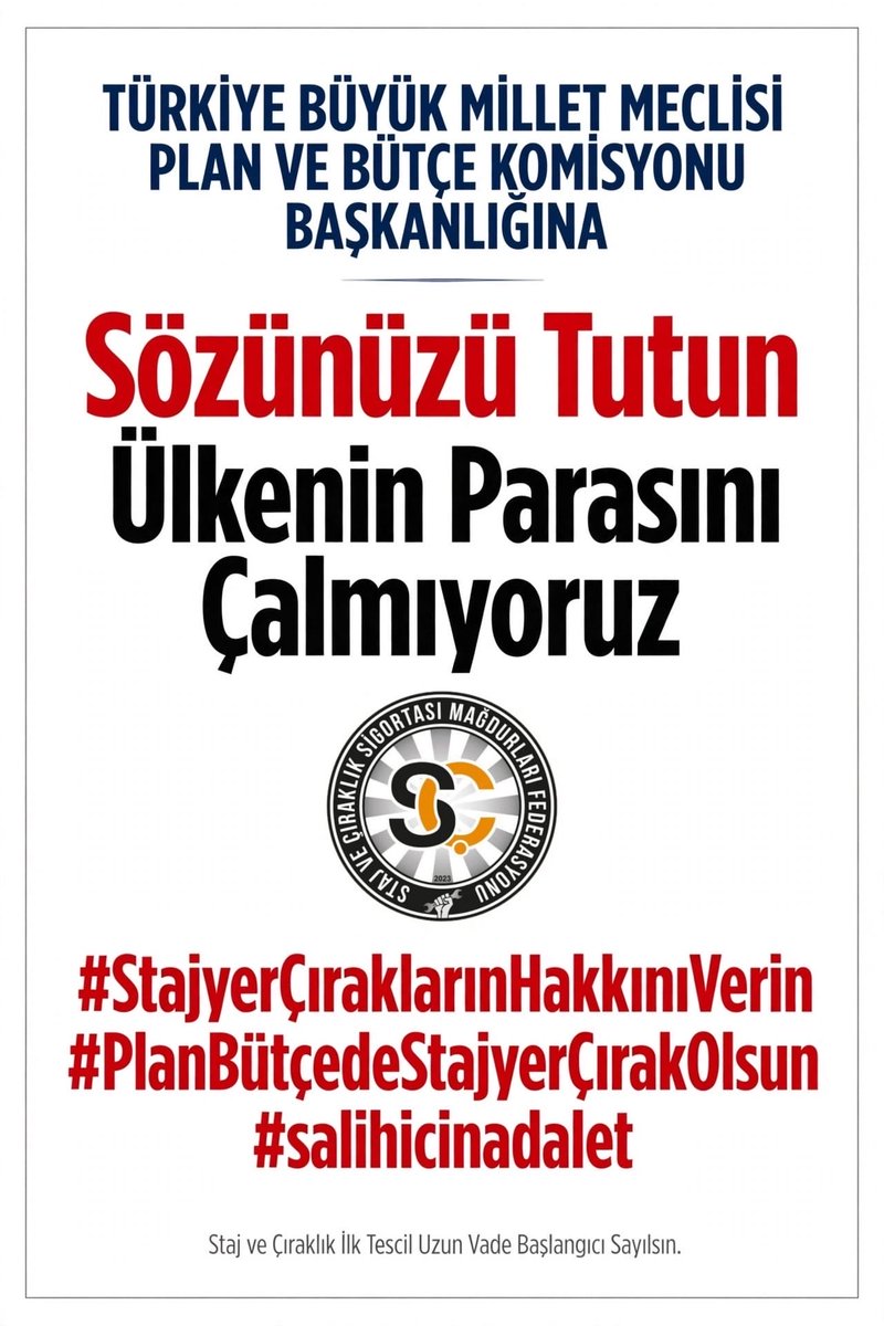 CirakStajFED's tweet photo. TÜRKİYE BÜYÜK MİLLET MECLİSİ PLAN VE BÜTÇE KOMİSYONU BAŞKANLIĞINA
Konu: Staj ve Çıraklık Sigortası 
Mağduriyetinin Giderilmesi, Uzun Vadeli Sigorta Başlangıcı Sayılması.

@mehmedmus 
@ifarukaksu 
@oerdem42 
@Nilgun_OK 
@sadullahkisacik 
@ayyuceturkestas 
@resulkurt34 
@haltinsoy68 
@orhanyegin 
@Mv_CavitAri 
@ahmetkilic16 
@GulizarBicer 
@AdaletKaya_ 
@ejderacikkapi 
@OzgurKarabat34 
@yasarkirkpinarr 
@UmitOzlale 
@cevdetakaychp 
@NecmettinErkan_
@MKalayci42 
@AVBakirlioglu 
@kamurantanhan47 
@GulsoySeydi 
@tahsinocakli 
@ertugkocacik 
@AvukatErsanAksu 
@55erhanusta 
@ismailgunes64 
@suleymansahan66 
@bakiersoymhp
 @SaruhanOluc
@isikhanvedat 
@memetsimsek

Çalışma hayatına erken yaşlarda, üretimin tam merkezinde başlayan stajyer ve çıraklar olarak Sosyal Güvenlik Sisteminde ciddi bir eşitsizlikle karşı karşıyayız. İşyerlerine ilk adımı attığımız gün tarafımıza SGK tescil numarası verilmiş ve sigortamızın başlatıldığı beyan edilmiştir. Ancak bu sigorta yalnızca "kısa vadeli" sigorta kollarına prim yatırılmasıyla sınırlı kalmış, uzun vadeli yaşlılık ve emeklilik primleri kapsam dışında bırakılmıştır. Bu durum, çocuk yaşta ter döken milyonlarca vatandaşı emeklilikte ciddi bir mağduriyetle baş başa bırakmıştır.  

Sosyal güvenlik mevzuatındaki mevcut uygulamalar ve Anayasa’nın eşitlik ilkesi çerçevesinde bakıldığında durum şu çelişkileri ortaya koymaktadır:

Avukatlık Stajı Borçlanması: 5510 sayılı Kanun’un 41. maddesi uyarınca avukatlara staj dönemleri için borçlanma imkânı tanınmış ve bu hak borçlanılan süreleri sigortalılık başlangıcına çekme imkânı sağlamıştır.  

Yurt Dışı Borçlanması: Yurt dışından gelen vatandaşların bulundukları ülkelerdeki ilk işe giriş veya staj tarihleri Türkiye'de de sigorta başlangıcı olarak kabul edilmektedir. 

Adaletsiz Ayrışma: Avukatlara tanınan ve yurt dışı borçlanmasında geçerli olan bu hakların, bu ülkenin üretimine çocuk yaşta bedenen katılan stajyer ve çıraklara tanınmaması Anayasa’nın "Kanun Önünde Eşitlik" ilkesine aykırılık oluşturmaktadır.

Yargıtay İçtihatları ve Üretime Katılım Gerçeği

Yargıtay 10. Hukuk Dairesi'nin ve iş mahkemelerinin son dönemde verdiği emsal kararlar, stajyer ve çırakların sanılanın aksine sadece "öğrenim" görmediğini, doğrudan üretimin ve çalışma hayatının bir parçası olduğunu tescillemiştir. Yüksek yargı, fiilen üretime katılan ve beden gücüyle çalışan kişilerin hakiki anlamda sigortalı sayılması gerektiğini vurgulayarak bu mağduriyetin hukuki zeminini netleştirmiştir.  

Taleplerimiz  
Plan ve Bütçe Komisyonu’nda görüşülmekte olan bütçe ve kanun teklifi süreçlerinde bu sesin duyulmasını istiyoruz:

Staj ve çıraklık dönemindeki ilk tescil tarihlerinin uzun vadeli sigorta kolları başlangıcı olarak kabul edilmesini, 

Yargı kararlarının gösterdiği "fiili üretim" gerçeğinin yasama organı tarafından görmezden gelinmeyip yasal düzenlemeyle çözüme kavuşturulmasını arz ve talep ederiz.

Saygılarımızla,
Staj ve Çıraklık Sigortası Mağdurları Federasyonu

#salihicinadalet

Ülkenin Parasını Çalmıyoruz
#StajyerçıraklarınHakkınıVerin