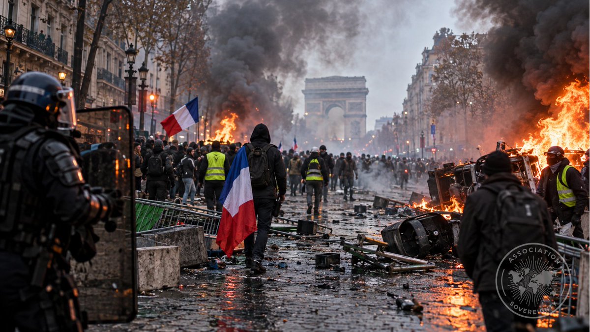 A_Sovereignty's tweet photo. 🇫🇷Six hours on, the unrest in France still reflects more than street disorder. What began with student #mobilization has expanded into a broader expression of anger over the cost of living, public services and political disconnection. #France #SocialUnrest https://t.co/lDL1YlBQud