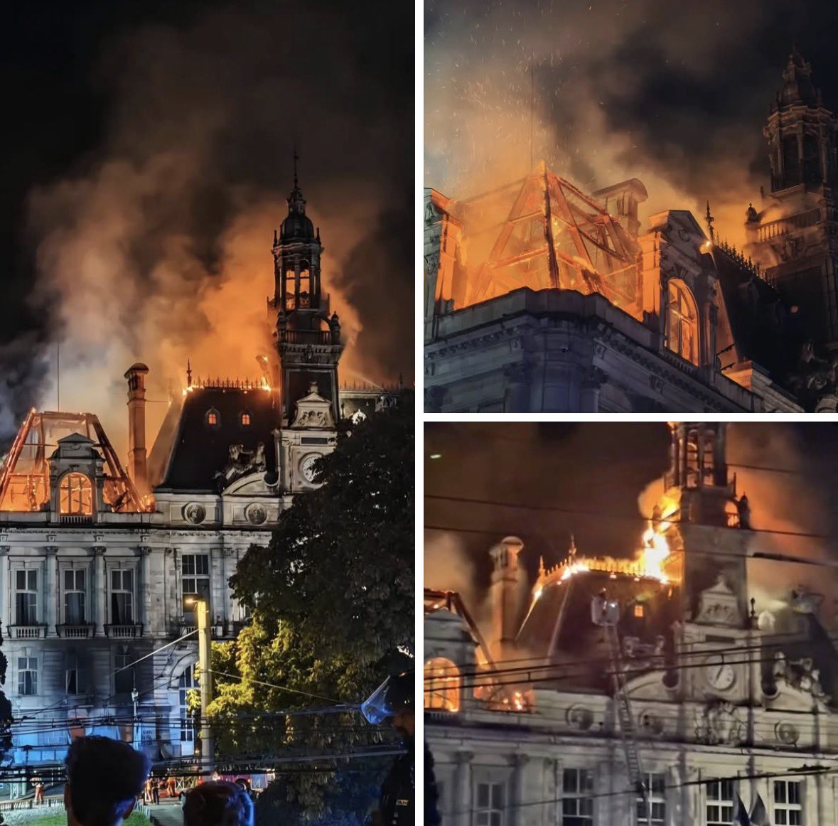 TimLeBerre's tweet photo. La mairie de Limoges construite en 1879 n’est plus. Souvenir de l’incendie du Parlement de Bretagne 😢 https://t.co/cvS3809UtR