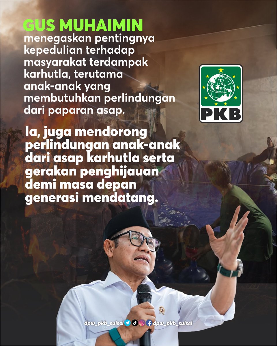dpwpkbsulsel's tweet photo. Gus Muhaimin @cakiminow Salurkan puluhan Ribu Liter Air Bersih dan Masker untuk Korban Karhutla Sumatera Selatan https://t.co/E2JmX5lxUV