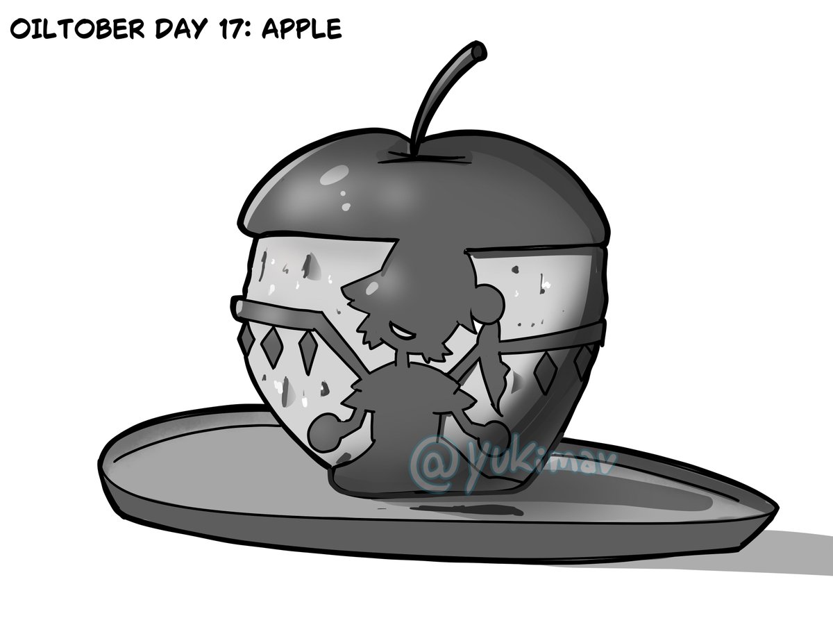 YukiMav_Draws's tweet photo. Oiltober día 17. La palabra de hoy era "Apple" y pensé en que me gusta mucho el video musical "Bad Apple"... Bad apple inside an Apple :v https://t.co/Onwfbq9aUH