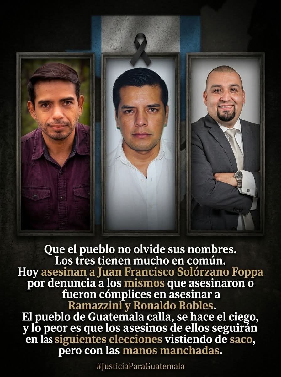 LarRRytO's tweet photo. Que el pueblo no olvide sus nombres. Los 3 tienen mucho en común.

Hoy asesinan a Juan Francisco Solórzano Foppa por denuncia a los mismos que asesinaron o fueron cómplices en asesinar a Ramazzini y Ronaldo Robles. https://t.co/60N2btSYTc