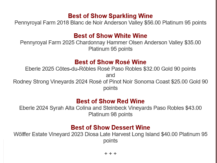 SommelierChall's tweet photo. 2026 Sommelier Challenge International Wine &amp; Spirits Competition Director's awards are being posted, including Best Of Show awards!
See them all at https://t.co/exANU17WoG https://t.co/ZoX8Fr9l9n