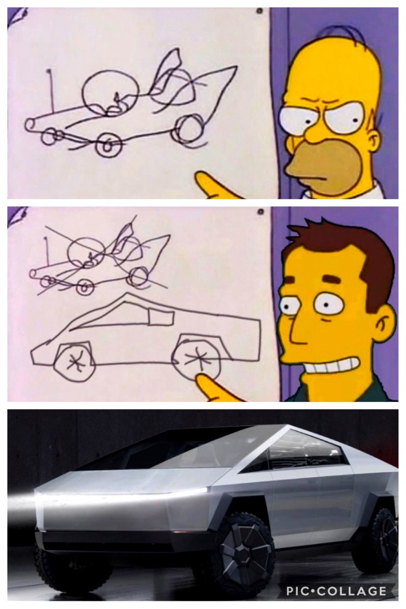 Cambone88's tweet photo. Homer had the vision and Elon carried it through 

#CyberTruck #TheSimpsonsGoats #TheSimpsons #SimpsonsForever https://t.co/Oqu7IK1KdS