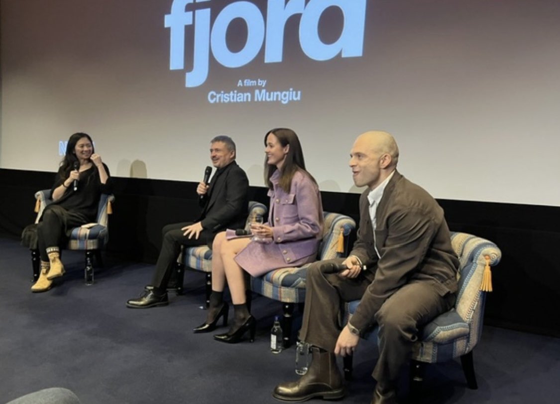 sebstanarchive's tweet photo. Oscar-winning director Chloé Zhao moderated a panel and Q&amp;A for ‘FJORD’ with Sebastian Stan, Renate Reinsve, and Cristian Mungiu in London tonight.

📲 perceptionprllc via Instagram https://t.co/h6OQNwmFUj